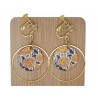 Paire de boucles d'oreille sequin dessin fleurs et cercle