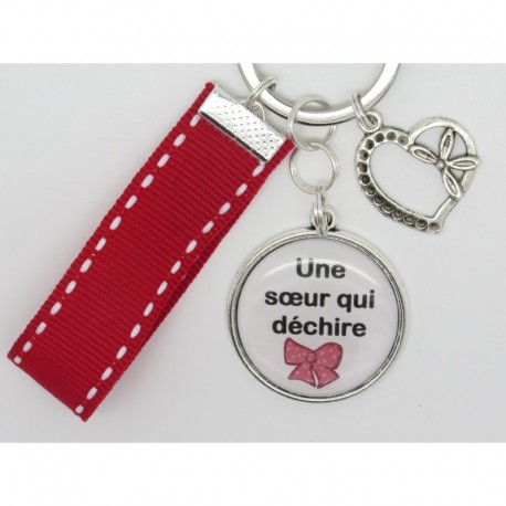 Porte clés personnalisable F de Bm créations soeur qui déchire