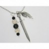 COLLIER MI-LONG AVEC ÉPÉE, AILE D'ANGE ET ROSE ET DESCENTE DE PERLES CADEAU POUR SOI MÊME, UNE AMIE...