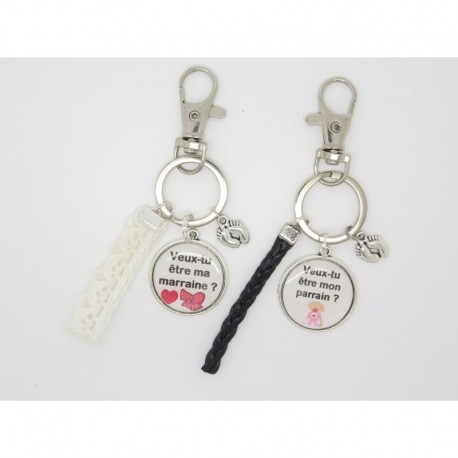 Porte clés personnalisable F de Bm créations parrain marraine